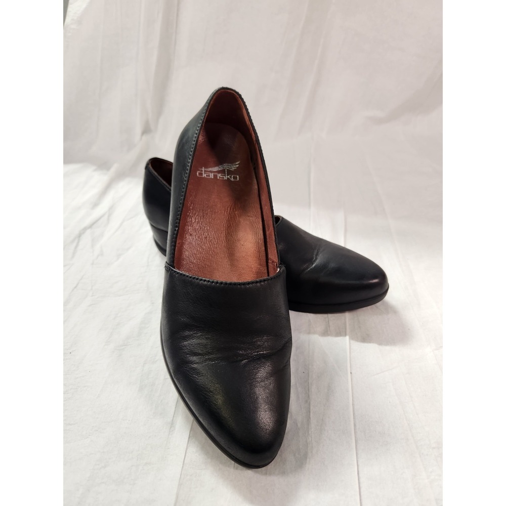 Dansko Shanda Leather Slip On Wedge Heel Shoes Black EU 38 US 7.5 8 Waterproof
